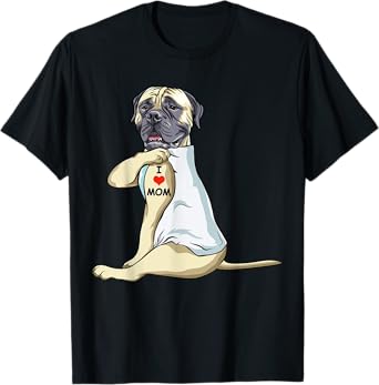 I Love Mom Tattoo English Mastiff Mom Dog Lover Women T-Shirt