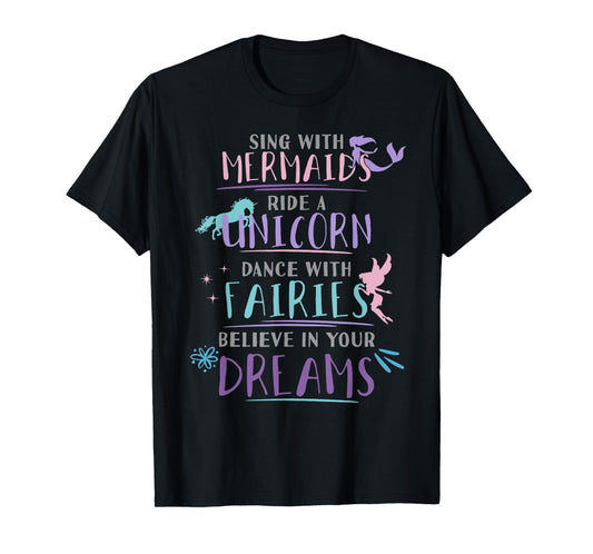 Cute Mermaid Unicorn Fairy T-Shirt Enchanted Girls T-Shirt