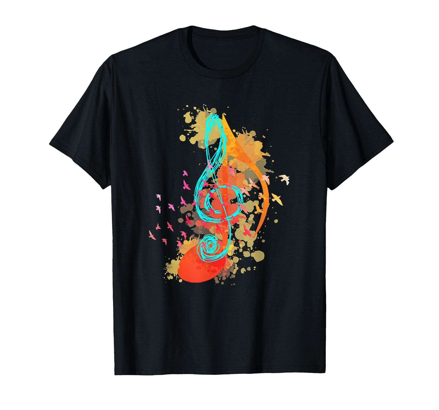 Colorful Treble Clef Music Theory Musician Teacher Birds T-Shirt