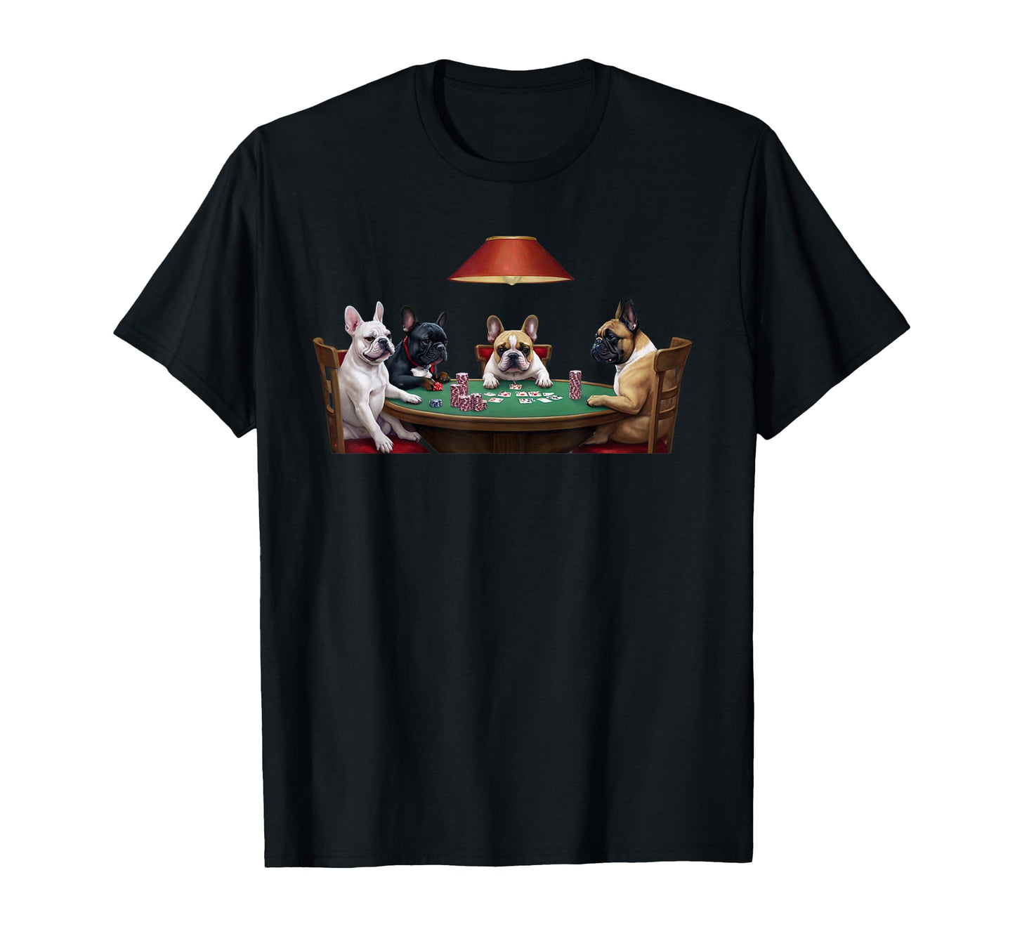 French Bulldogs Playing Poker Classic Artwork Cards Puppies T-Shirt