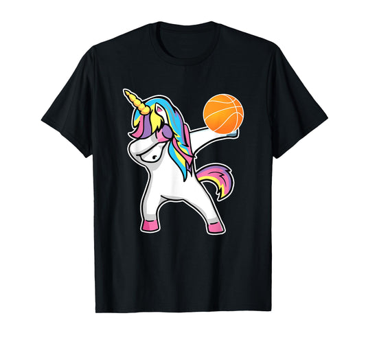 Girls Unicorn Dabbing Basketball Player Shirt Funny Bballer T-Shirt