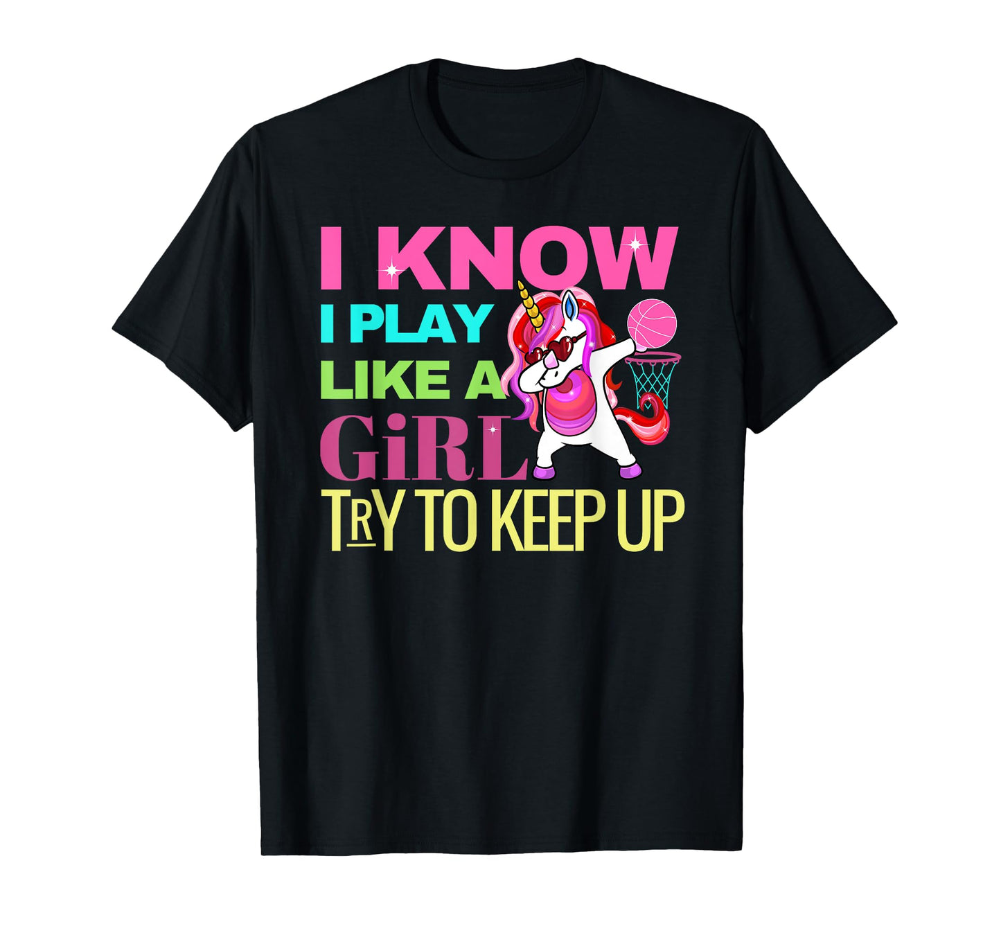 Envy Design Girls Basketball Tee's Dabbing Unicorn Gift Girls T-Shirt