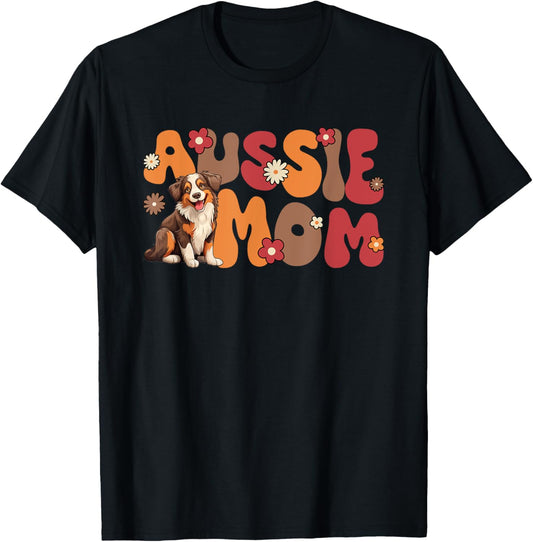 Australian Shepherd Red Tri Groovy Aussie mom T-Shirt