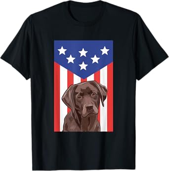 Labrador Retriever Chocolate Lab American Flag Funny Patriot T-Shirt