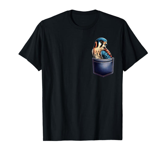 American Kestrel in Pocket Bird Lover Watcher Birding T-Shirt