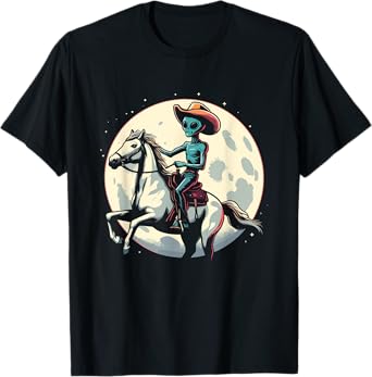 Alien Cowboy On A Horse - Vintage Alien UFO Conspiracy Lover T-Shirt