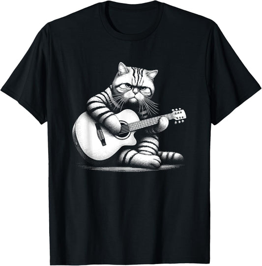 Cat Playing Guitar, Acoustic Guitar T-Shirt