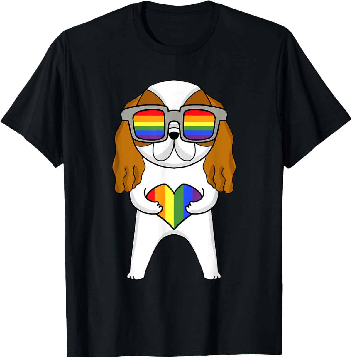 Gay Pride LGBT Rainbow Cavalier King Charles Spaniel Dog T-Shirt