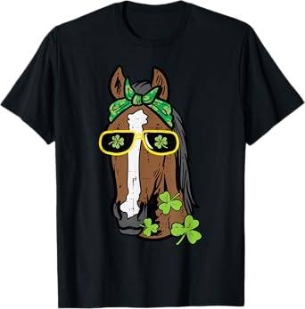 St Patricks Day Horse Saint Pattys Paddys Women Girls Kids T-Shirt