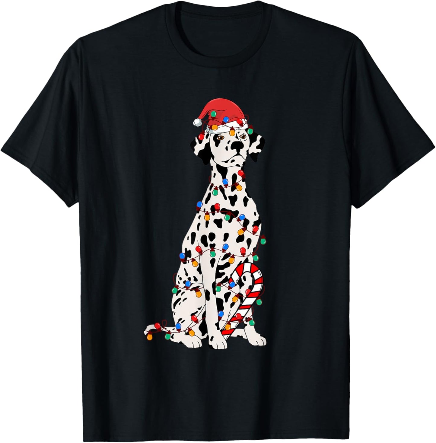 Dalmatian Santa Christmas Lights Dog Lover Xmas Pajama T-Shirt