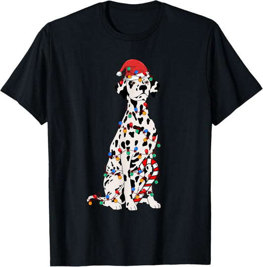Dalmatian Santa Christmas Lights Dog Lover Xmas Pajama T-Shirt