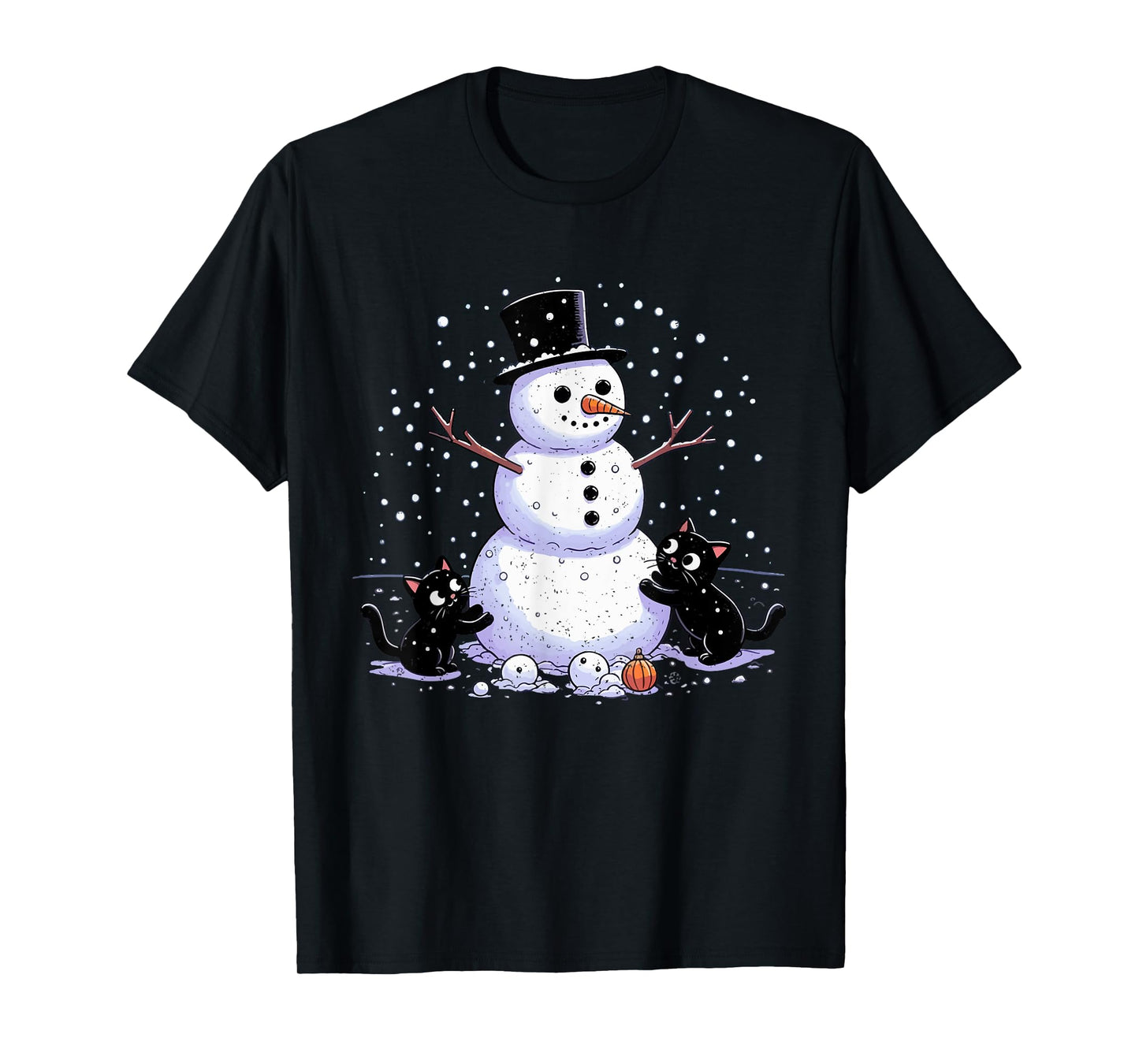 Snowman Cat Lover Christmas Kitten Lover Xmas Winter Holiday T-Shirt