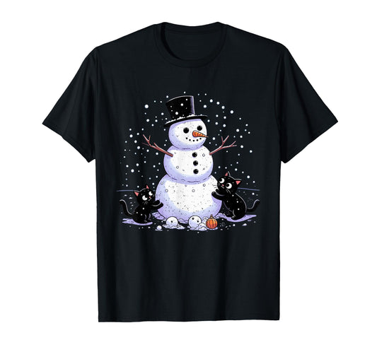 Snowman Cat Lover Christmas Kitten Lover Xmas Winter Holiday T-Shirt