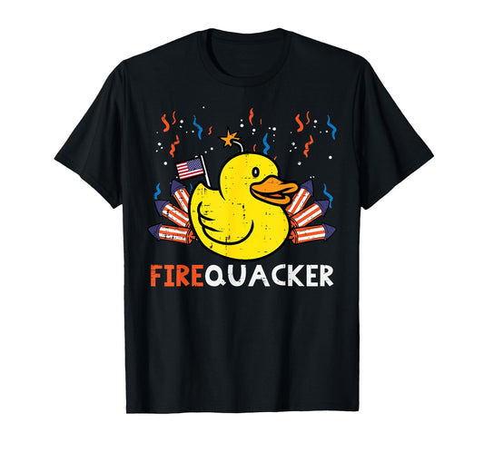 4th July Rubber Duck Firequacker Patriot Men Boys Kids Women T-Shirt