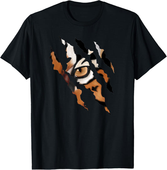 Fearless Tiger Cat Eye Claw Silhouette T-Shirt