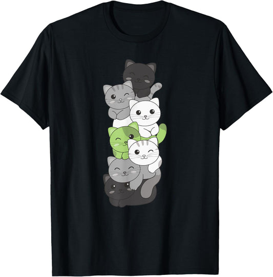 Agender Flag Non Binary Pride LGBTQ Cats cute agender cat T-Shirt