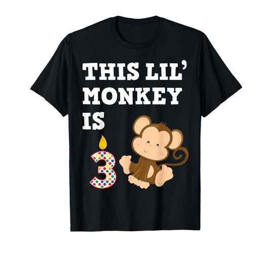 Cartoon Monkey Party Birthday 3 Year Old 3rd B-Day for Kids T-Shirt