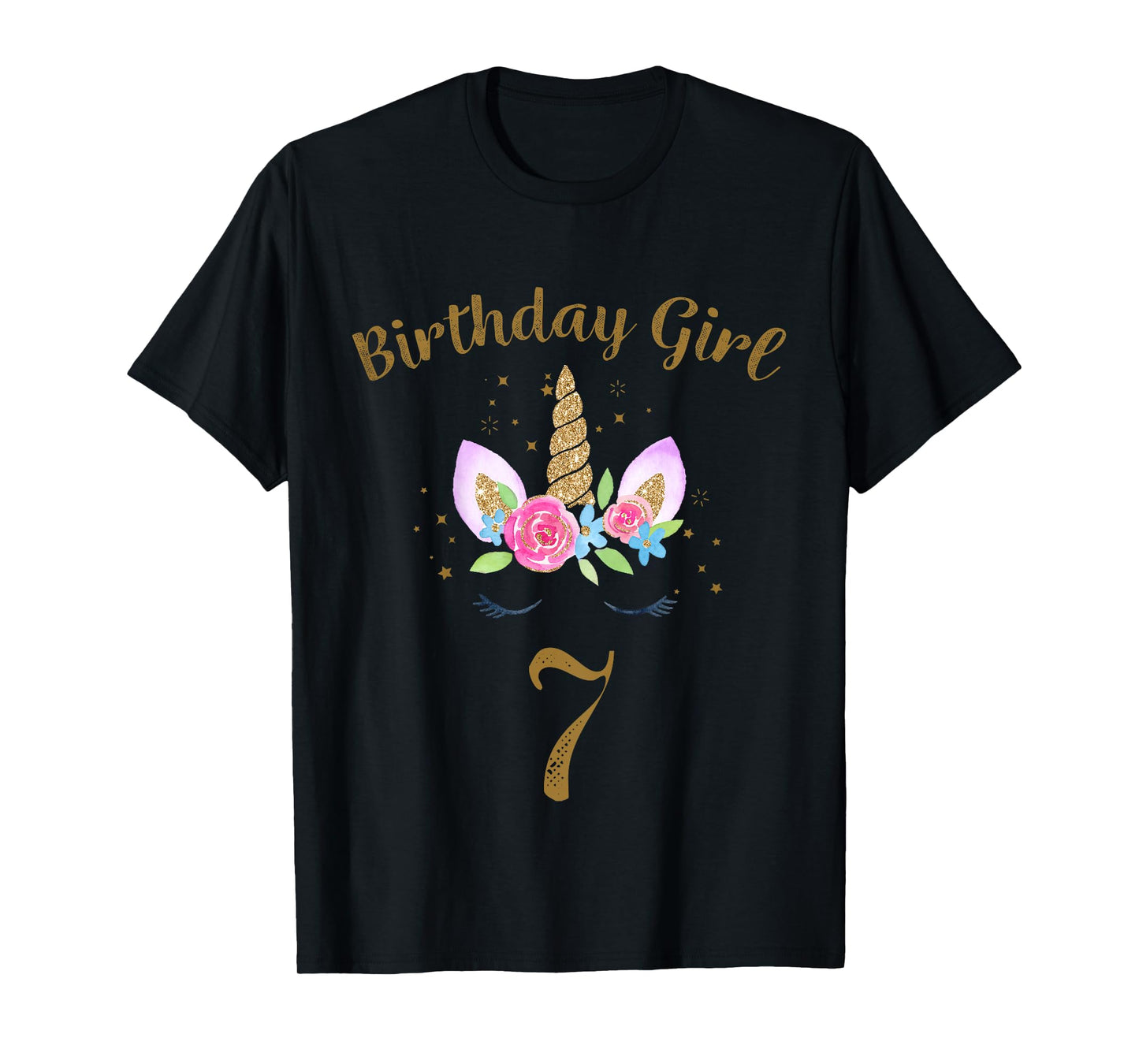 Kids 7th Birthday Girl Unicorn Shirt 7th Birthday Outfit T-Shirt