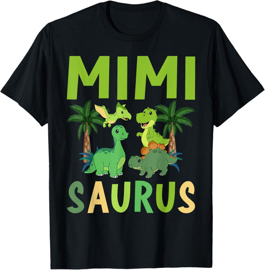 Mimi Saurus Dinosaur Birthday Boy Girl Family Matching T-Shirt