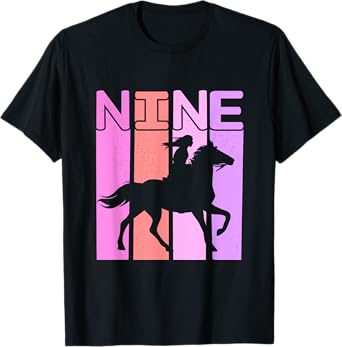 Horse Girl 9th Birthday Horseback Riding 9 Year Old T-Shirt