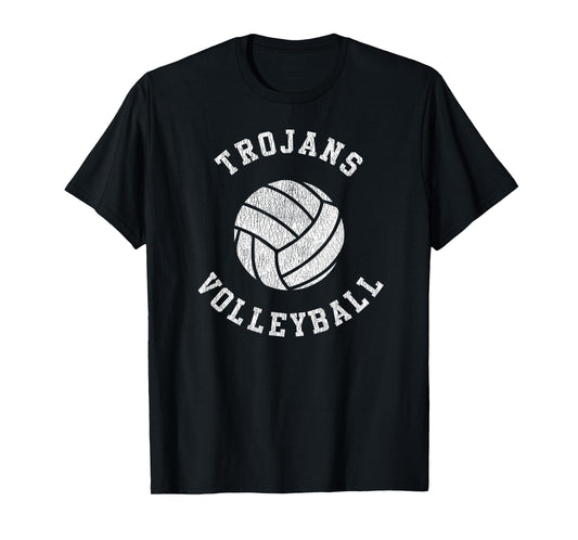 Trojans Volleyball Retro Distressed Team VB Graphic T-Shirt