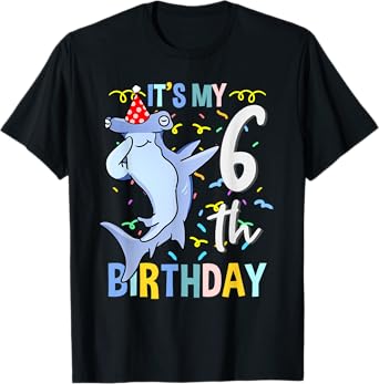Its My 6th Birthday Dabbing Hammerhead Shark T-Shirt