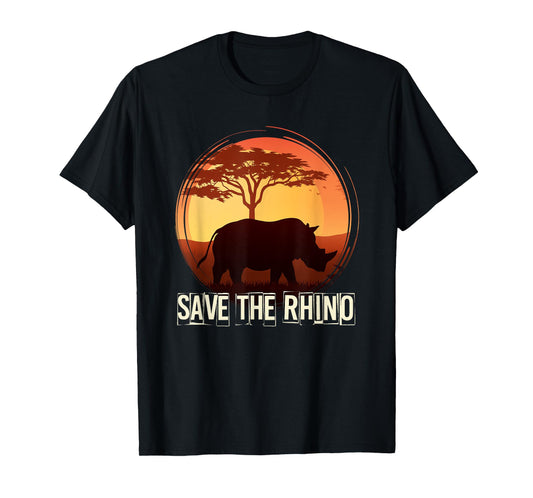 Africa Zoo Keeper Rhinoceros Tees Unisex-Adults Black Animal Pattern T-Shirt Small