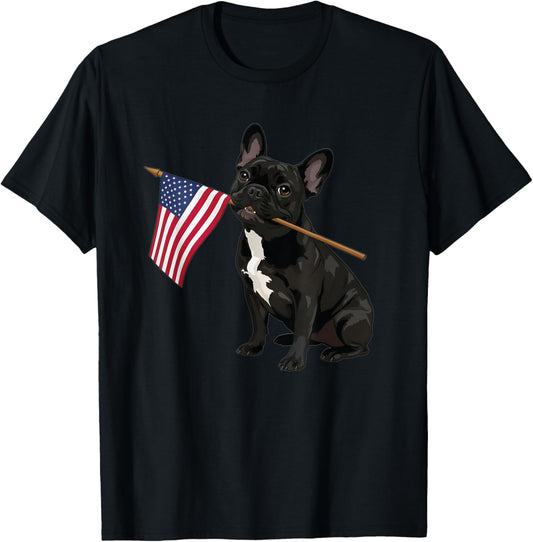 USA Patriot 4th of July French Bulldog Dog Mom Women Men T-Shirt