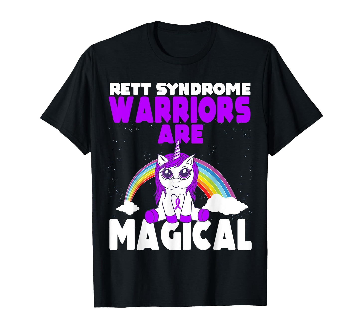 Rett Syndrome Awareness Purple Ribbon Cute Magical Unicorn T-Shirt