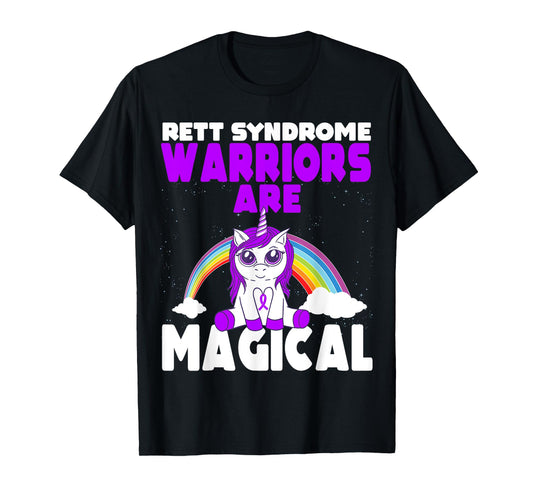 Rett Syndrome Awareness Purple Ribbon Cute Magical Unicorn T-Shirt