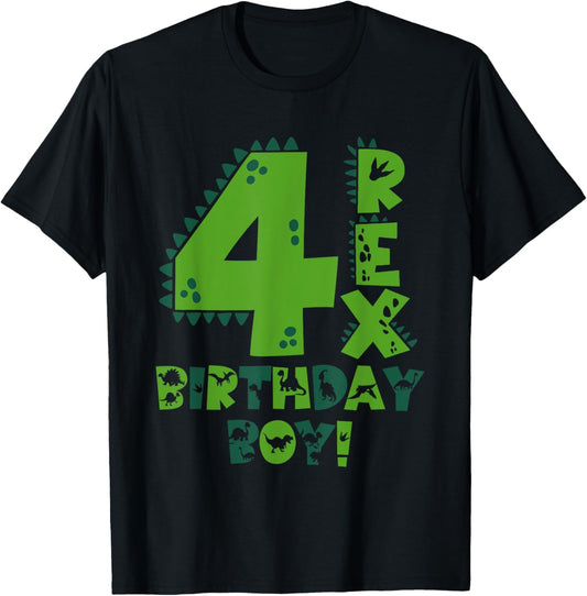 Four Rex Birthday Boy 4th Birthday Dinosaur Four Year Old T-Shirt