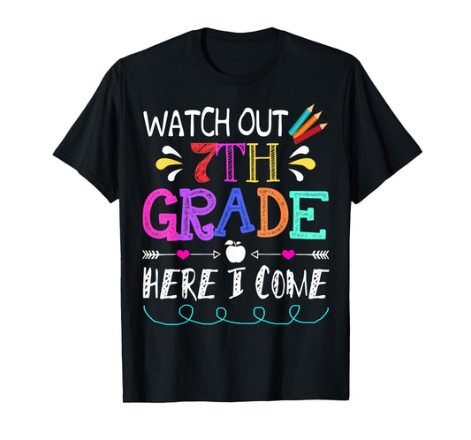 Watch Out 7th Grade Here I Come Funny Unicorn Back To School T-Shirt