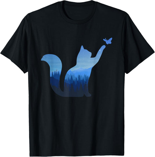 Cat With Butterfly Mountains Butterflies Lovers Cute Outfits T-Shirt