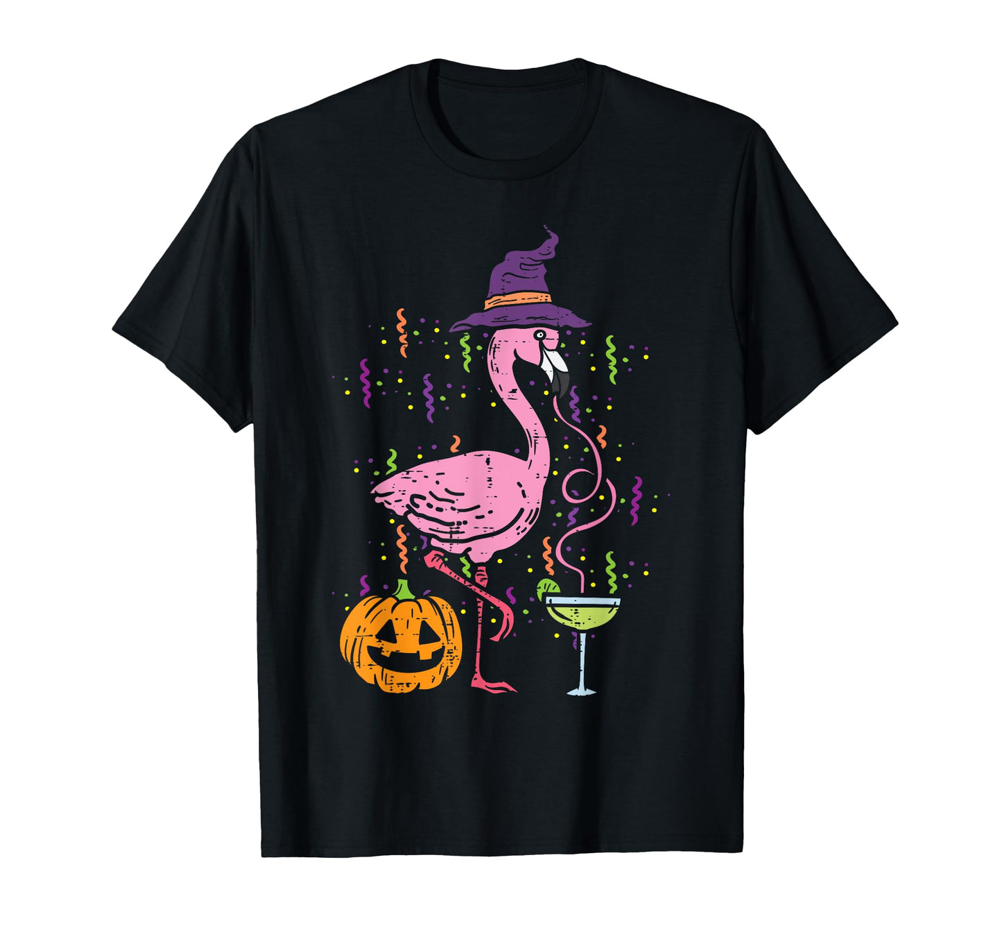 Flamingo Witch Happy Halloween Funny Costume Bird Women T-Shirt