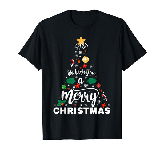 We Wish You Merry Christmas Vintage Xmas Tree Funny Holiday T-Shirt
