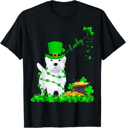 Lucky Westie Dog St. Patrick's Day Westie Irish Men Women T-Shirt