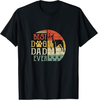 Boston Terrier Best Dog Dad Ever Vintage Father'S Day Retro T-Shirt for Men Women