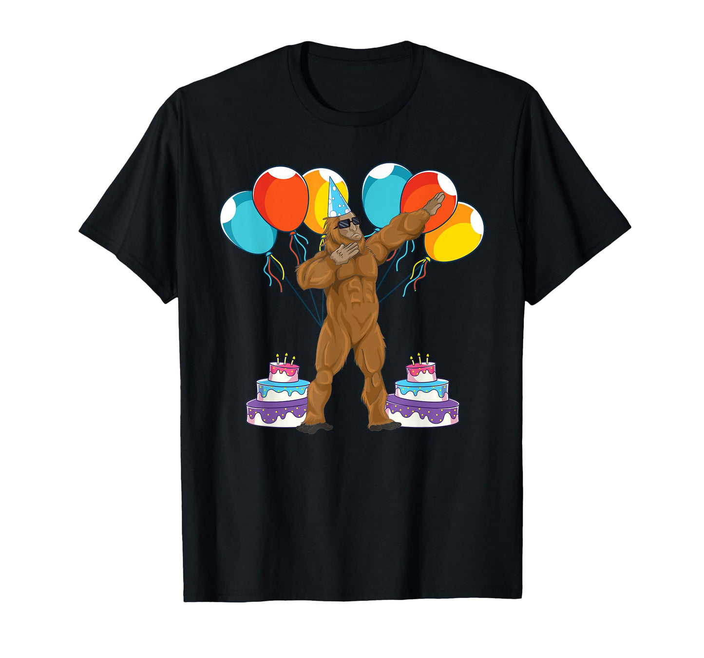 Birthday Party Celebration Cryptid Sasquatch Dabbing Bigfoot T-Shirt