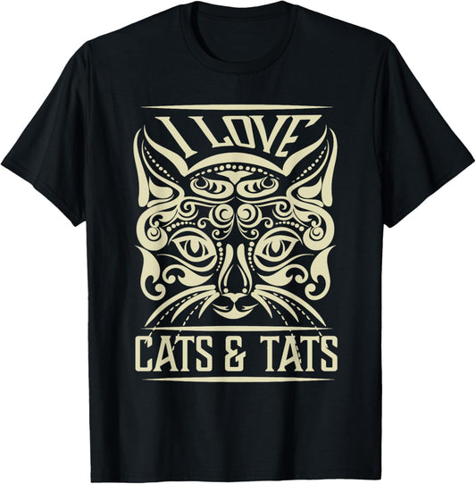 Love Cats And Tats Funny Inking Tattoo Tattooing Cat Lover T-Shirt