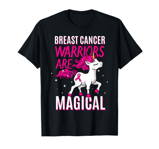 Breast Cancer Warrior Magical Unicorn Pink Ribbon Mammogram T-Shirt