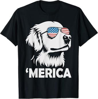 American Flag Golden Retriever 4th Of July Golden Dog Mom T-Shirt for Men Women