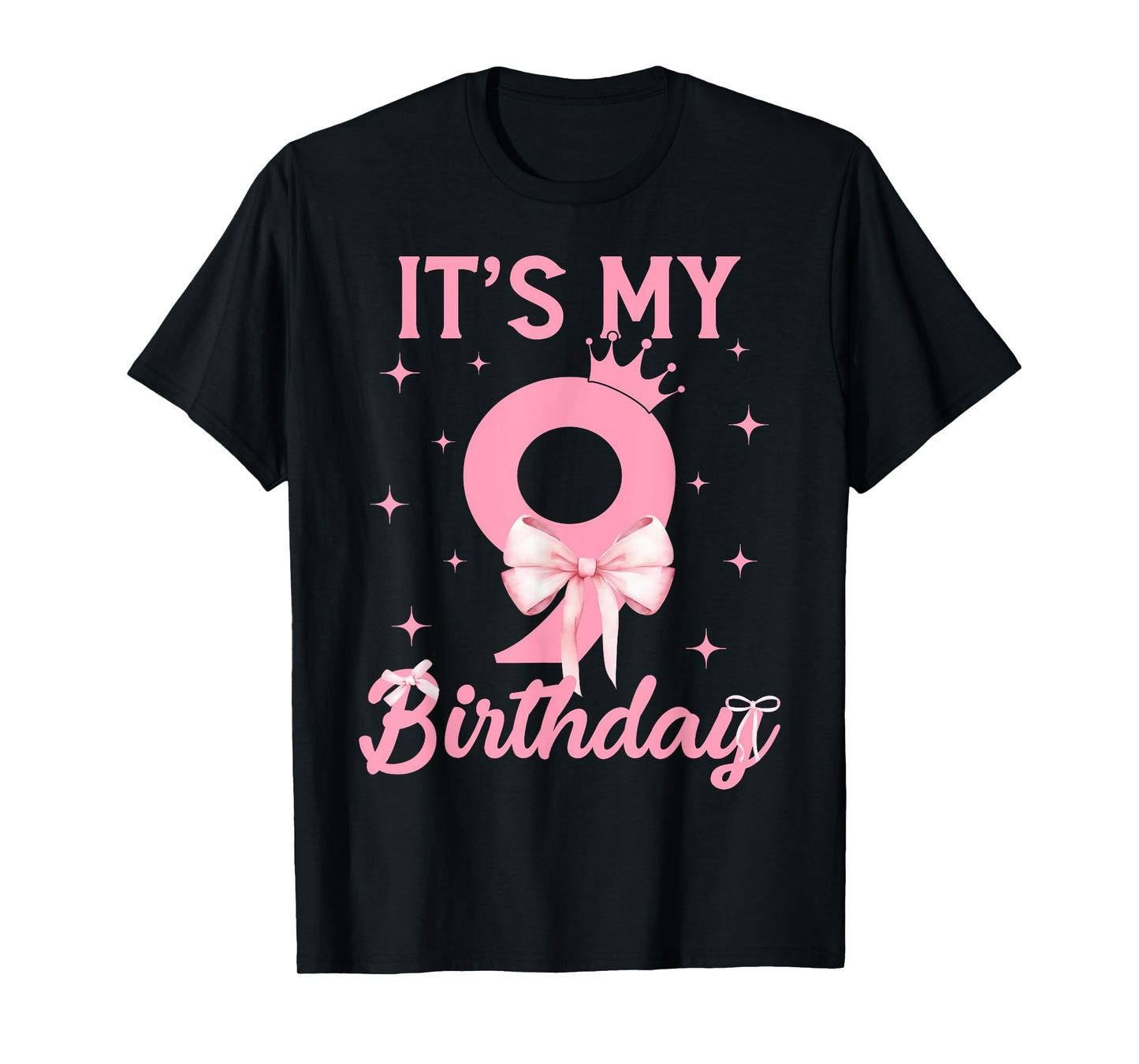 It's My 9th Birthday Girl Coquette Bow 9 Year Old Aesthetic T-Shirt
