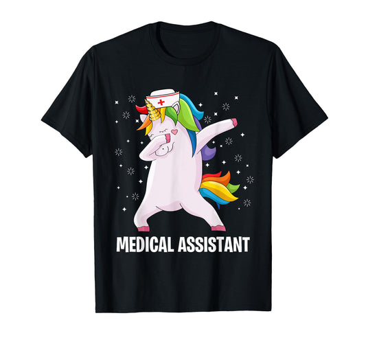 Funny MA Certified Medical Assistant Dabbing Unicorn T-Shirt