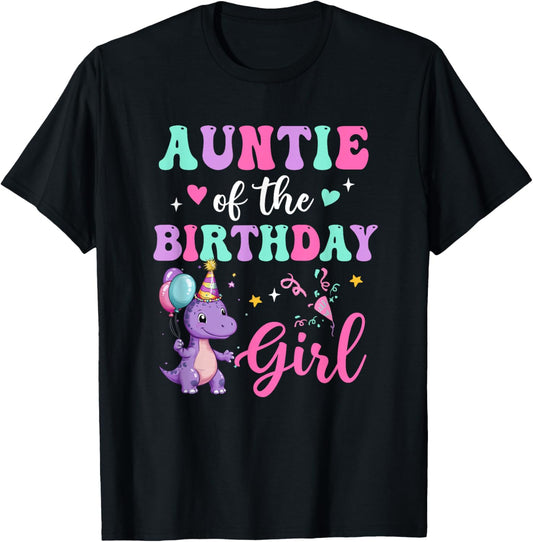 Auntie Of The Birthday For Girl Dinosaur T-Rex Party Family T-Shirt