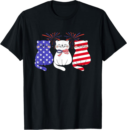 Cats American Flag 4th Of July T-Shirt