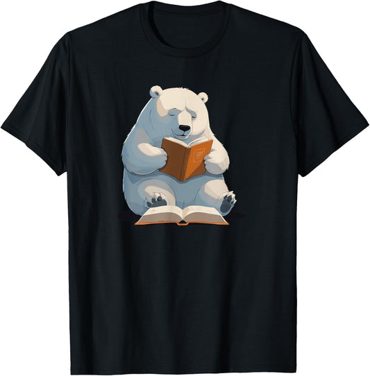 Cute Polar Bear is reading a Book, Reading Polar Bear T-Shirt