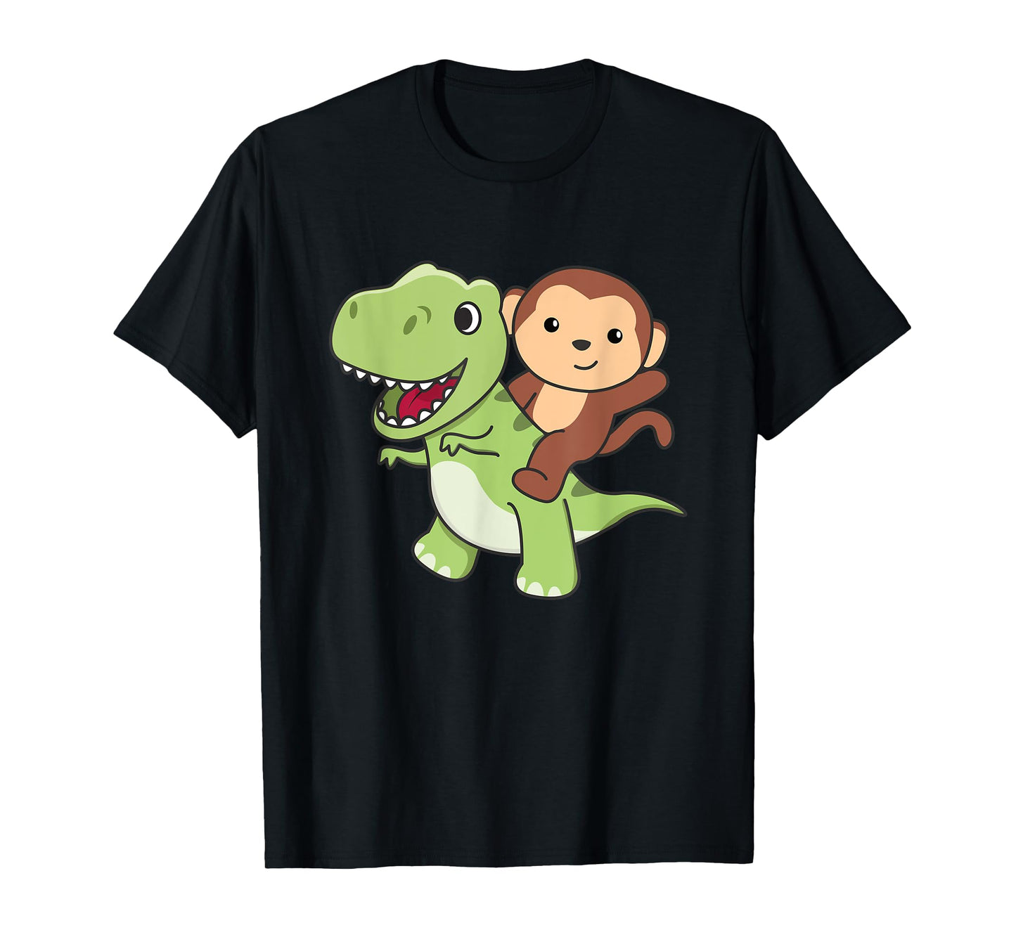 Monkey Rides On T-rex Cute Tyrannosaurus With Monkeys T-Shirt