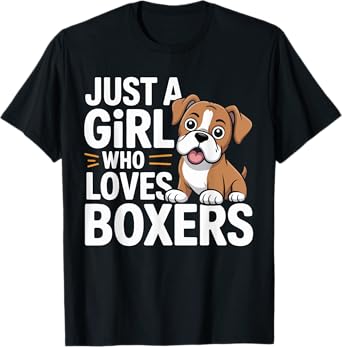 Just a Girl Who Loves Boxers Dog Lover Gifts for Girls Kids T-Shirt