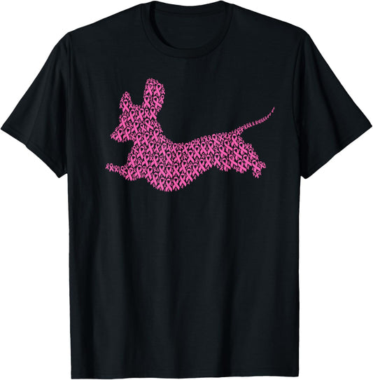 Breast Cancer Awareness Pink Ribbon & Survivor Dog Dachshund T-Shirt