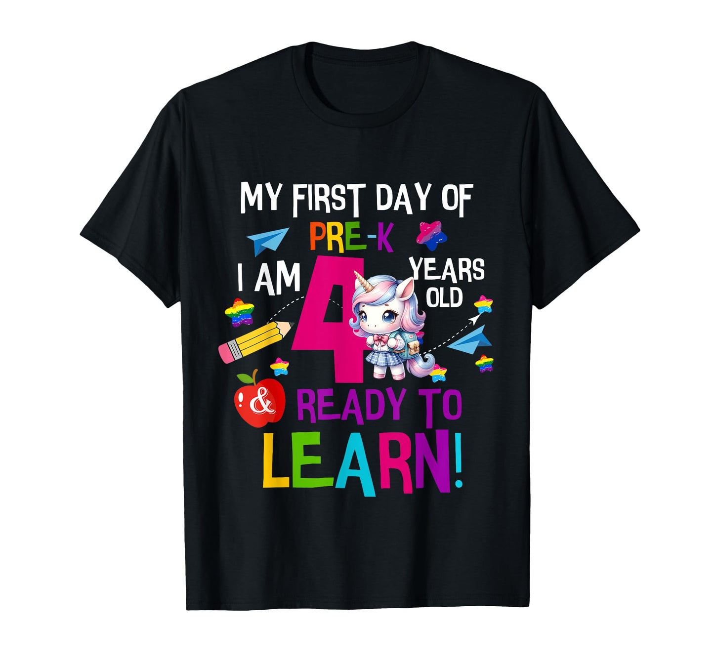 Cute My First Day Of Pre K I Am 4 Years Old Girls Kids Boys T-Shirt